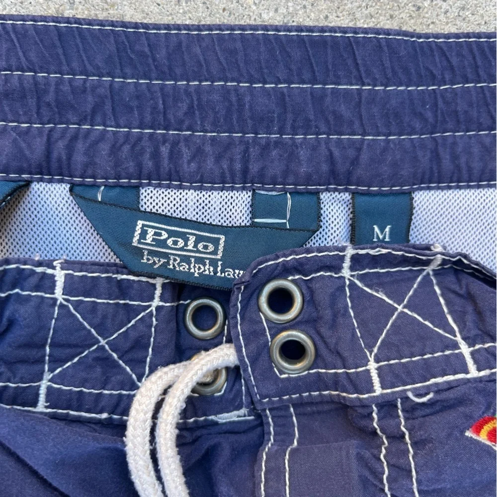 Men's Vintage Polo Ralph Lauren Swim Trunks Blue All-Over Print M Sailboat‎ Prep